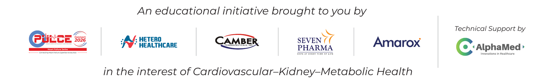 PULCE Connect 2026. An educational initiative brought to you by Hetero Healthcare, Camber, Seven Pharma and Amarox, in the interest of Cardiovascular–Kidney–Metabolic Health. Technical support by AlphaMed.