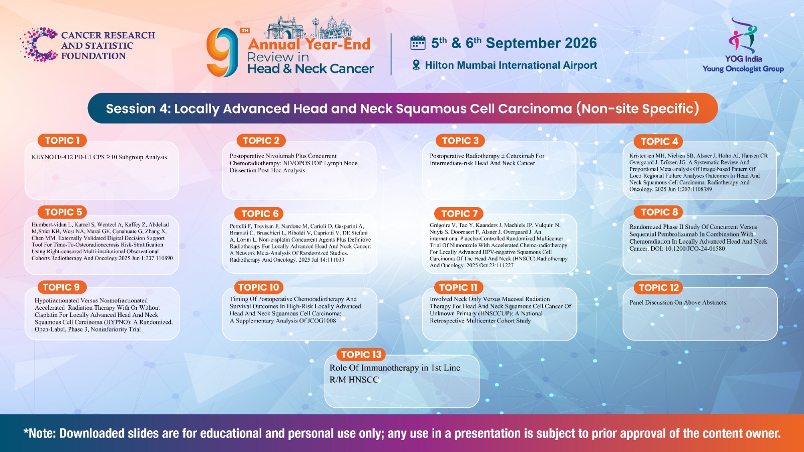 Session 4: Locally Advanced Head and Neck Squamous Cell Carcinoma (Non-site Specific)
