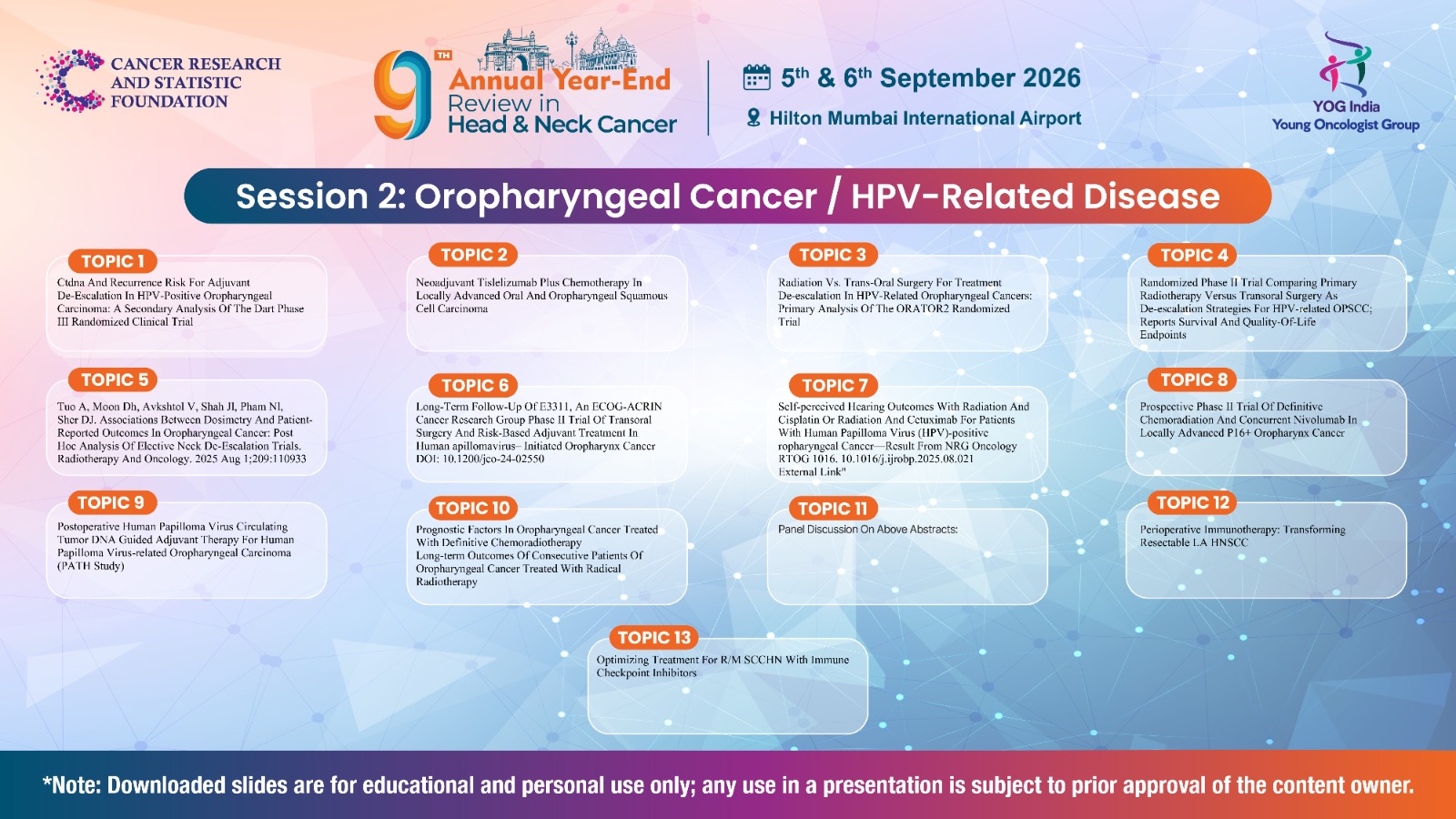 Session 2: Oropharyngeal Cancer / HPV-Related Disease